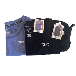 NWT 2 Athletic Reebok Tank Tops Large  Black Lilac Top Shirt